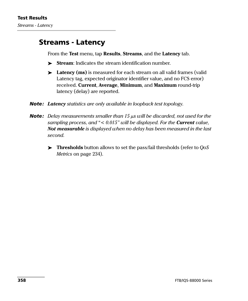 Streams - latency | EXFO FTB/IQS-88000 Series Power Blazer for FTB-2/2Pro/500/IQS-600 User Manual | Page 370 / 681