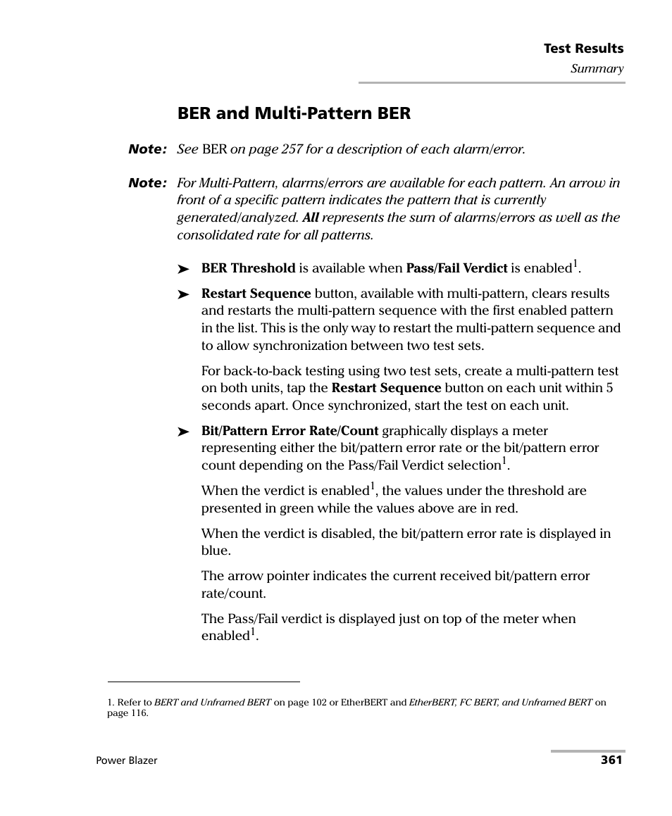 Ber and multi-pattern ber | EXFO FTB/IQS-88000 Series Power Blazer for FTB-2/2Pro/500/IQS-600 User Manual | Page 373 / 681