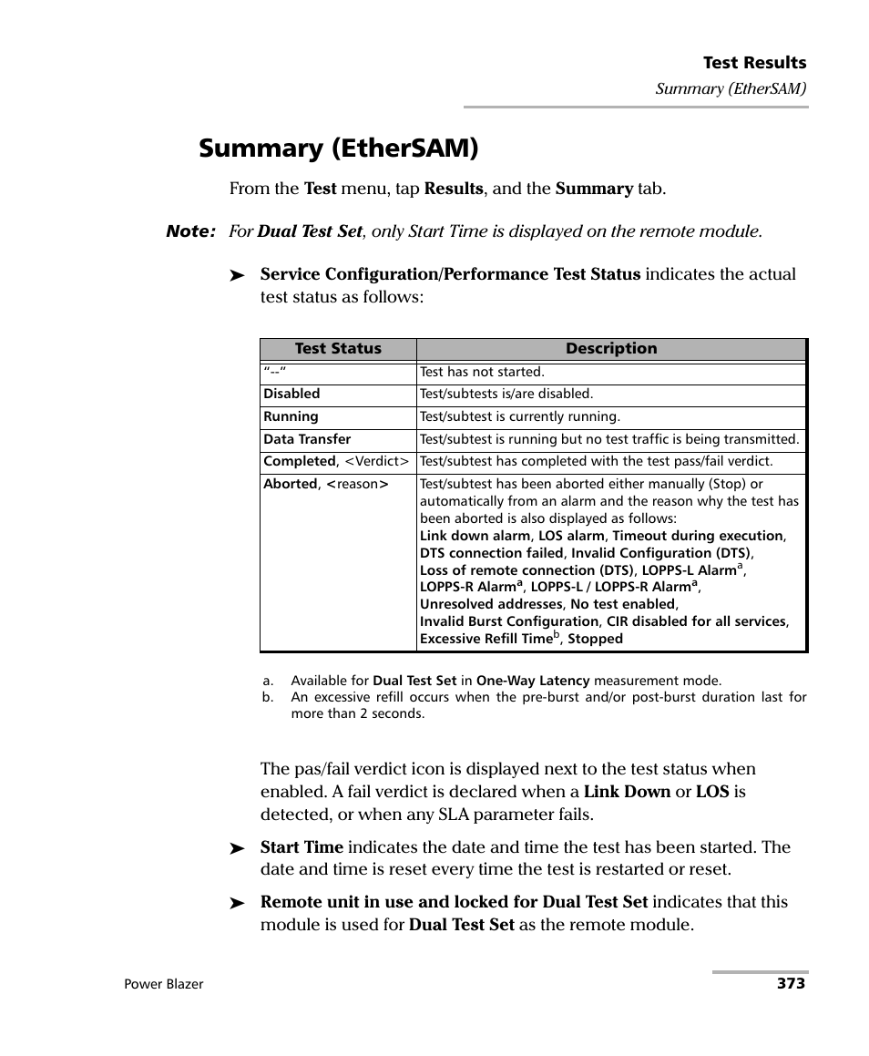 Summary (ethersam) | EXFO FTB/IQS-88000 Series Power Blazer for FTB-2/2Pro/500/IQS-600 User Manual | Page 385 / 681