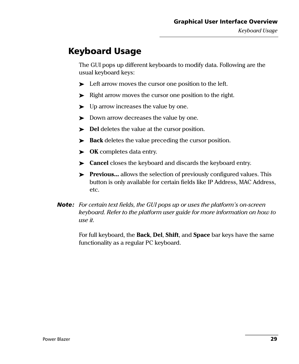 Keyboard usage | EXFO FTB/IQS-88000 Series Power Blazer for FTB-2/2Pro/500/IQS-600 User Manual | Page 41 / 681