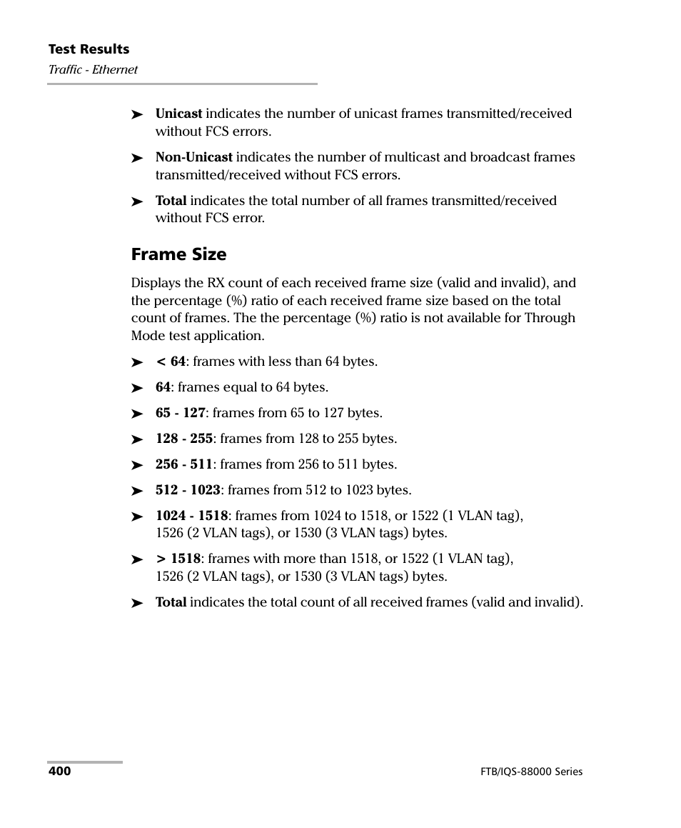 Frame size | EXFO FTB/IQS-88000 Series Power Blazer for FTB-2/2Pro/500/IQS-600 User Manual | Page 412 / 681