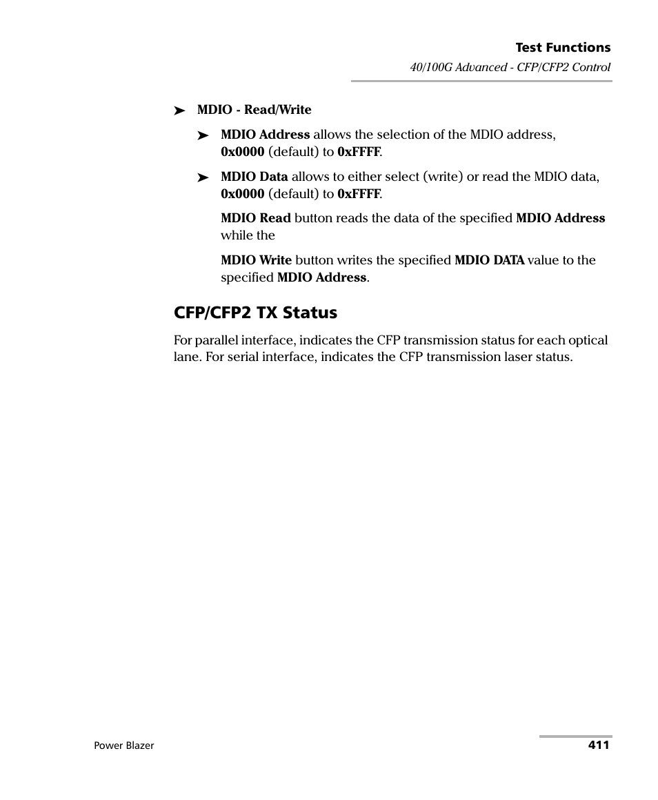Cfp/cfp2 tx status | EXFO FTB/IQS-88000 Series Power Blazer for FTB-2/2Pro/500/IQS-600 User Manual | Page 423 / 681