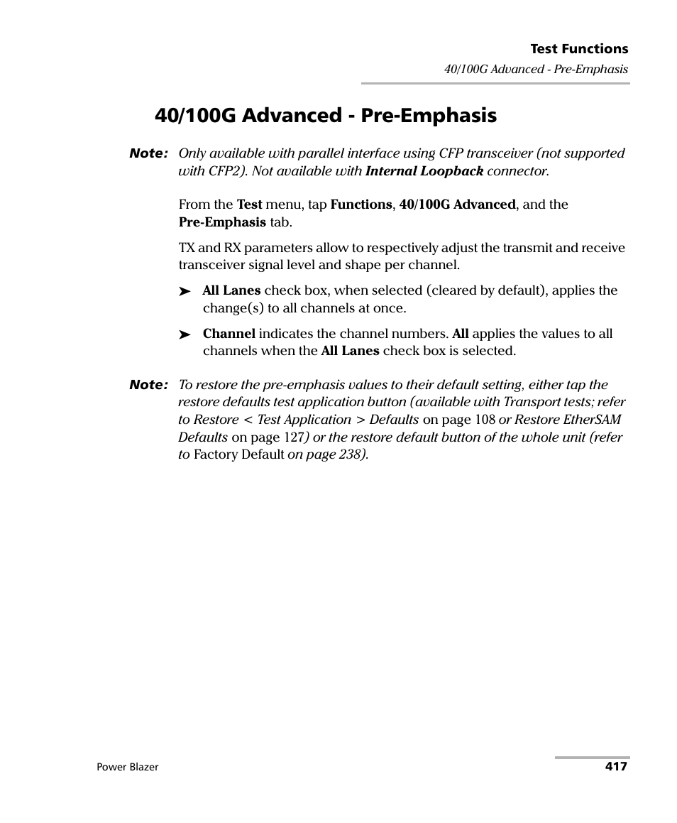 40/100g advanced - pre-emphasis | EXFO FTB/IQS-88000 Series Power Blazer for FTB-2/2Pro/500/IQS-600 User Manual | Page 429 / 681