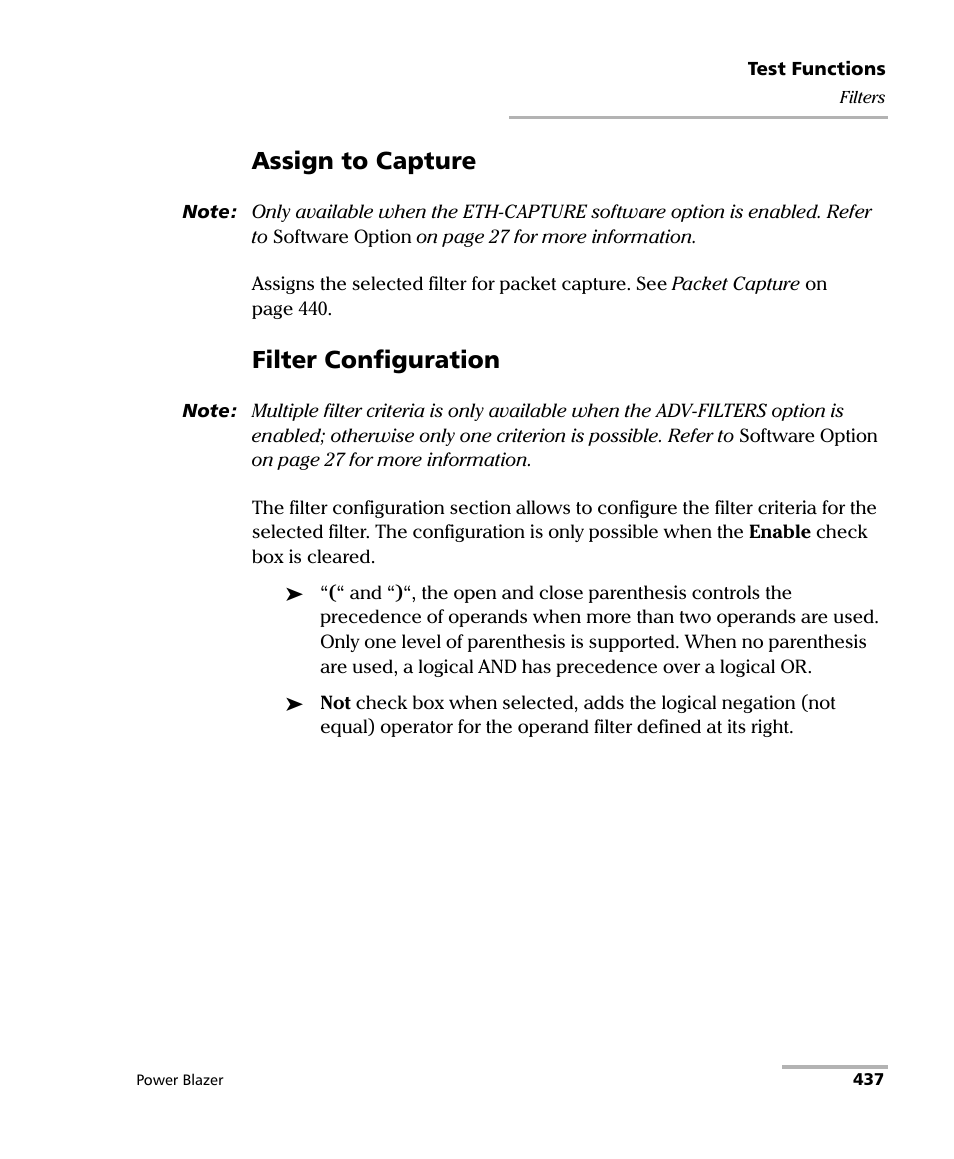Assign to capture, Filter configuration | EXFO FTB/IQS-88000 Series Power Blazer for FTB-2/2Pro/500/IQS-600 User Manual | Page 449 / 681
