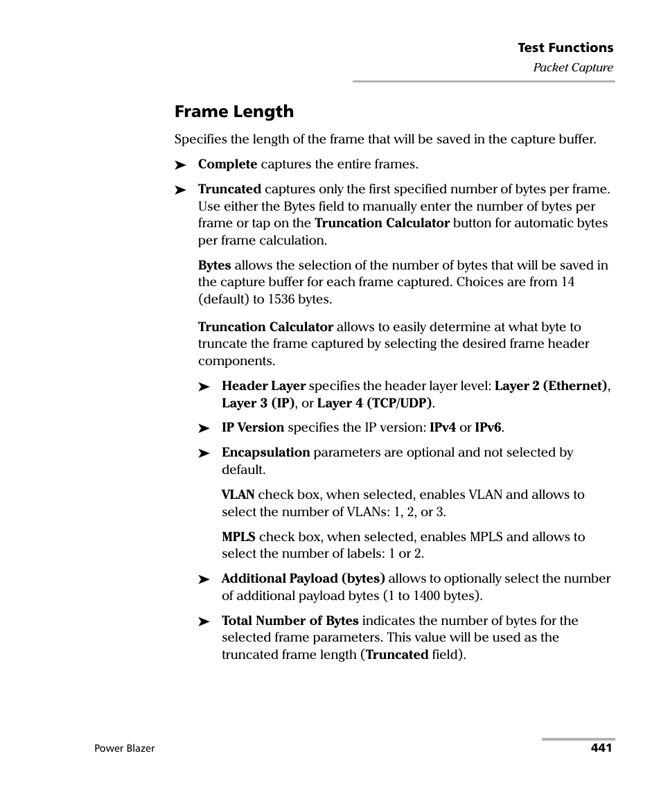 Frame length | EXFO FTB/IQS-88000 Series Power Blazer for FTB-2/2Pro/500/IQS-600 User Manual | Page 453 / 681