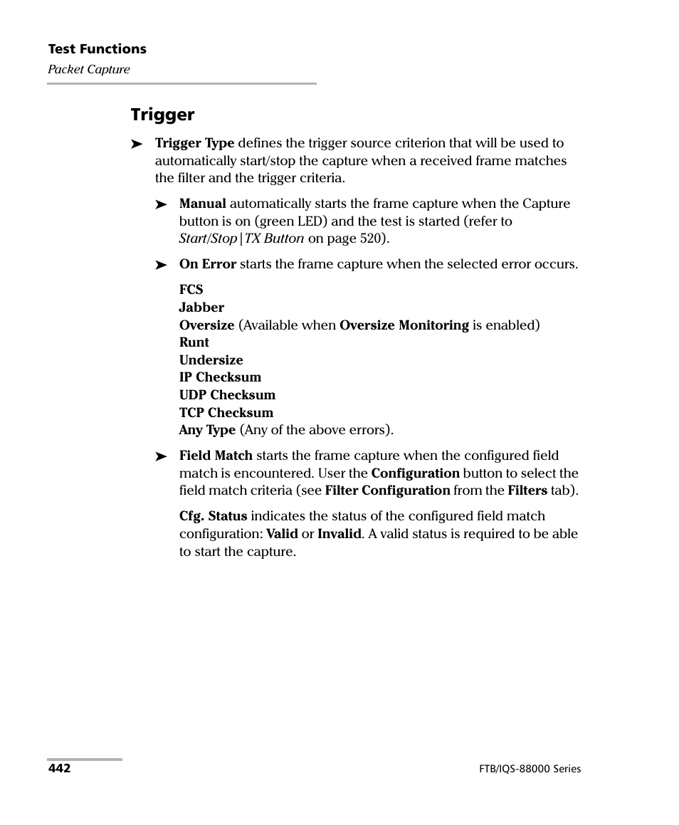 Trigger | EXFO FTB/IQS-88000 Series Power Blazer for FTB-2/2Pro/500/IQS-600 User Manual | Page 454 / 681