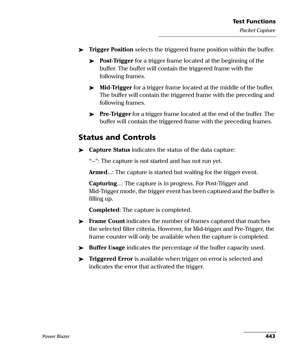 Status and controls | EXFO FTB/IQS-88000 Series Power Blazer for FTB-2/2Pro/500/IQS-600 User Manual | Page 455 / 681