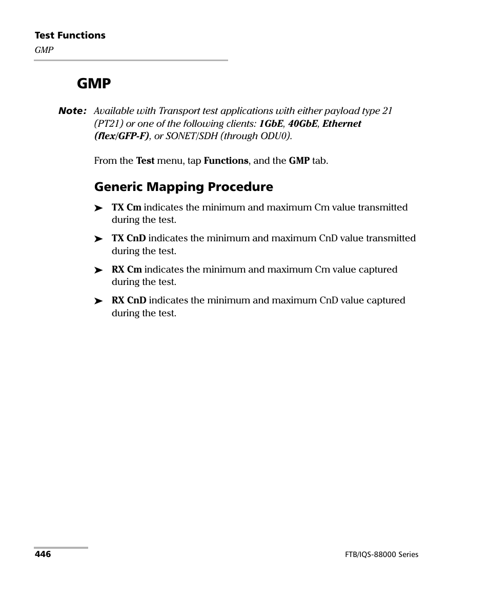 Generic mapping procedure | EXFO FTB/IQS-88000 Series Power Blazer for FTB-2/2Pro/500/IQS-600 User Manual | Page 458 / 681