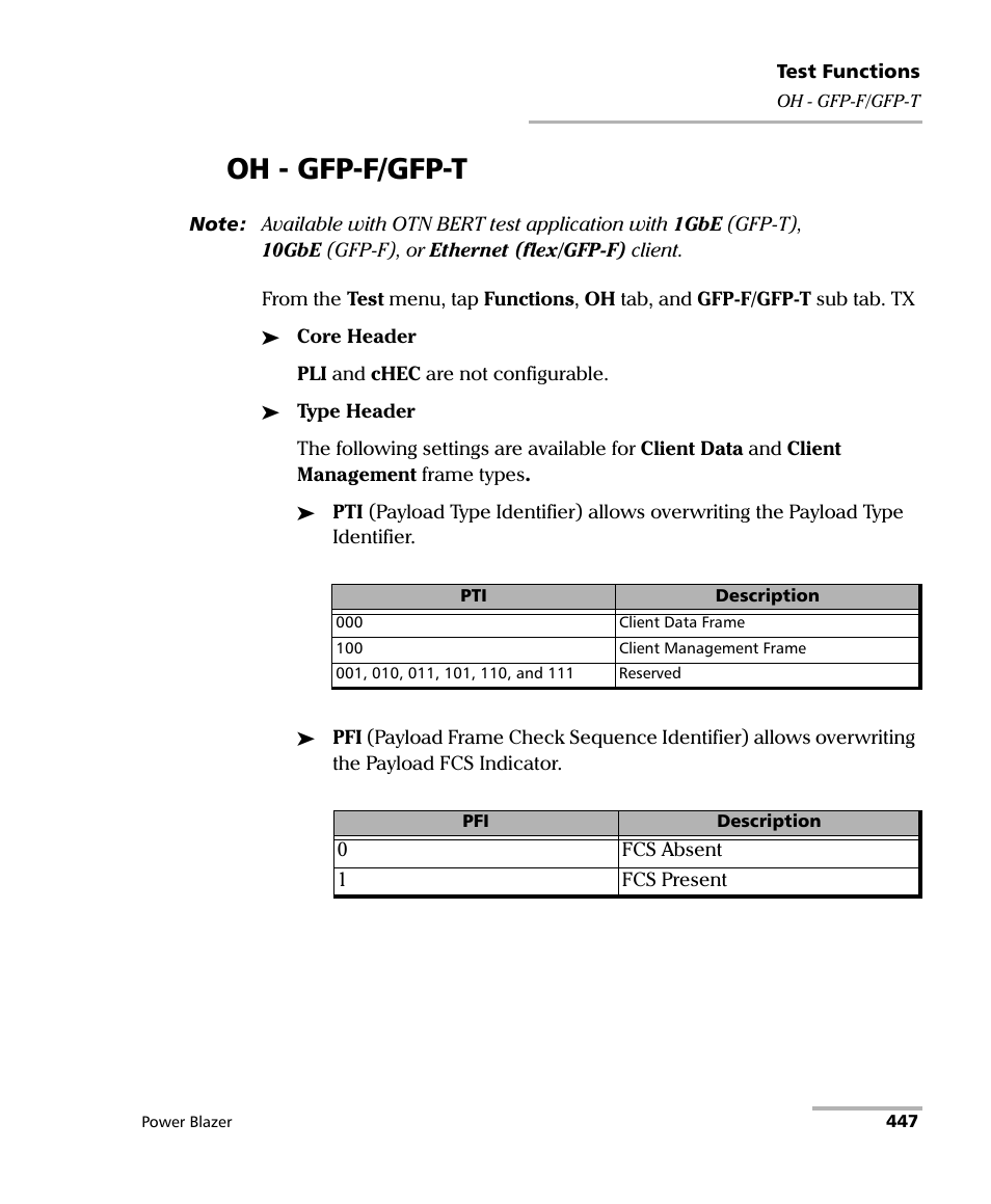 Oh - gfp-f/gfp-t | EXFO FTB/IQS-88000 Series Power Blazer for FTB-2/2Pro/500/IQS-600 User Manual | Page 459 / 681