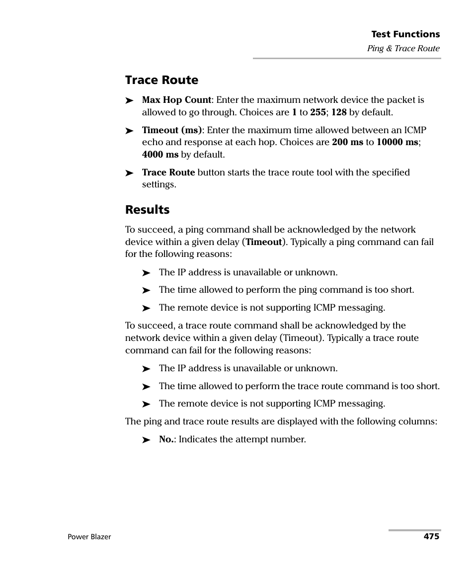 Trace route, Results | EXFO FTB/IQS-88000 Series Power Blazer for FTB-2/2Pro/500/IQS-600 User Manual | Page 487 / 681