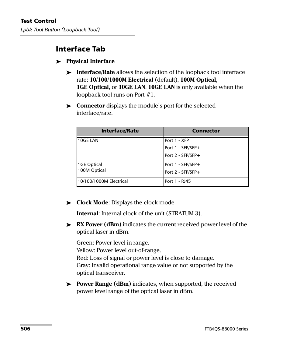 Interface tab | EXFO FTB/IQS-88000 Series Power Blazer for FTB-2/2Pro/500/IQS-600 User Manual | Page 518 / 681