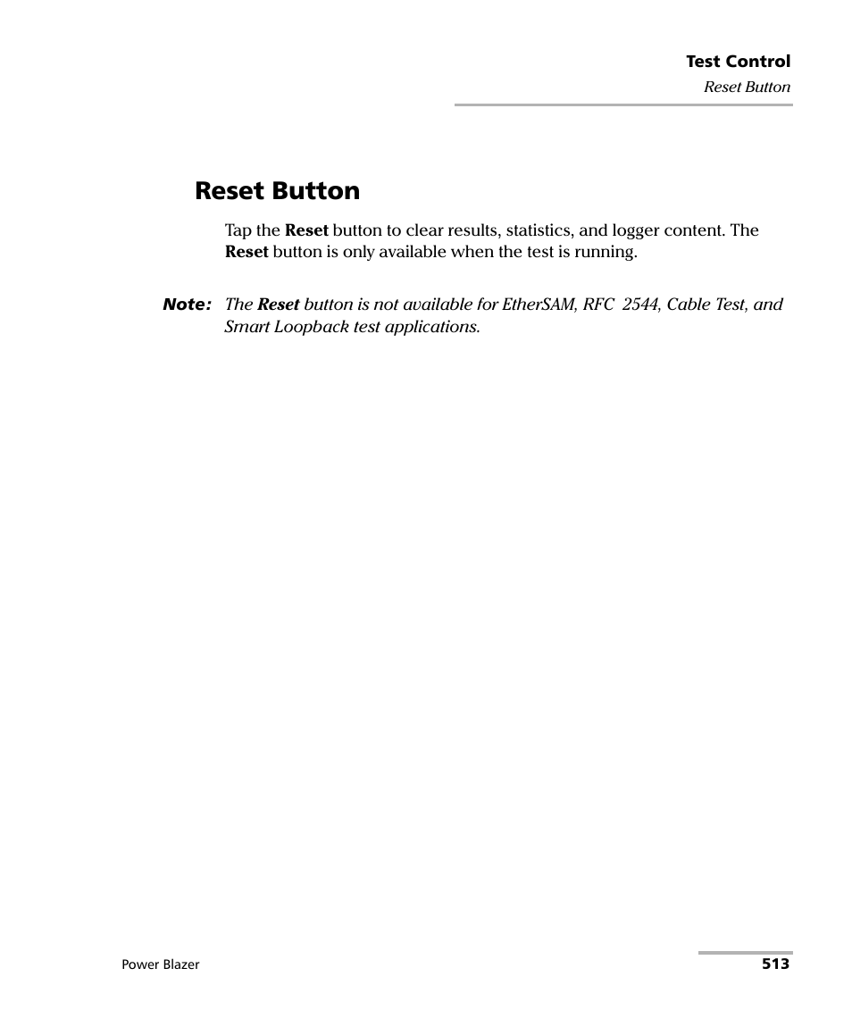 Reset button | EXFO FTB/IQS-88000 Series Power Blazer for FTB-2/2Pro/500/IQS-600 User Manual | Page 525 / 681