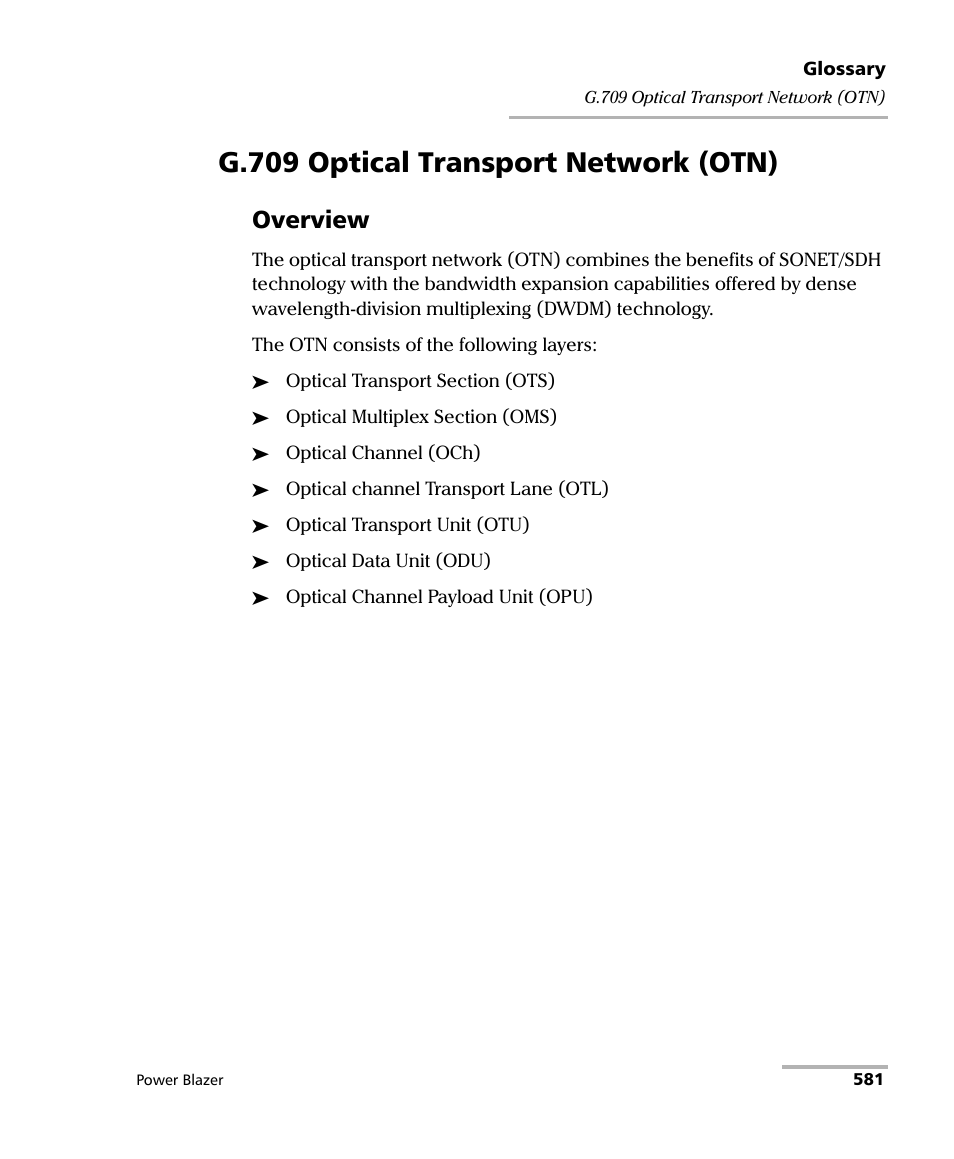 G.709 optical transport network (otn), Overview | EXFO FTB/IQS-88000 Series Power Blazer for FTB-2/2Pro/500/IQS-600 User Manual | Page 593 / 681