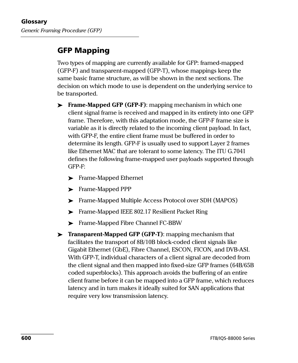 Gfp mapping | EXFO FTB/IQS-88000 Series Power Blazer for FTB-2/2Pro/500/IQS-600 User Manual | Page 612 / 681