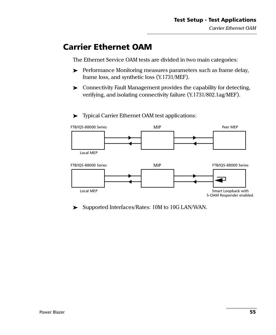 Carrier ethernet oam | EXFO FTB/IQS-88000 Series Power Blazer for FTB-2/2Pro/500/IQS-600 User Manual | Page 67 / 681