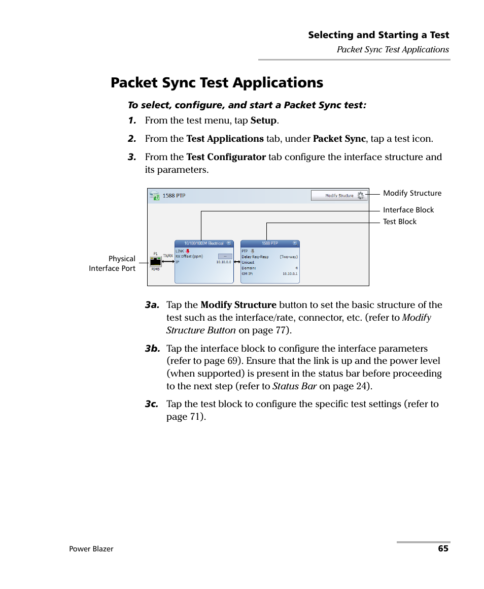 Packet sync test applications | EXFO FTB/IQS-88000 Series Power Blazer for FTB-2/2Pro/500/IQS-600 User Manual | Page 77 / 681