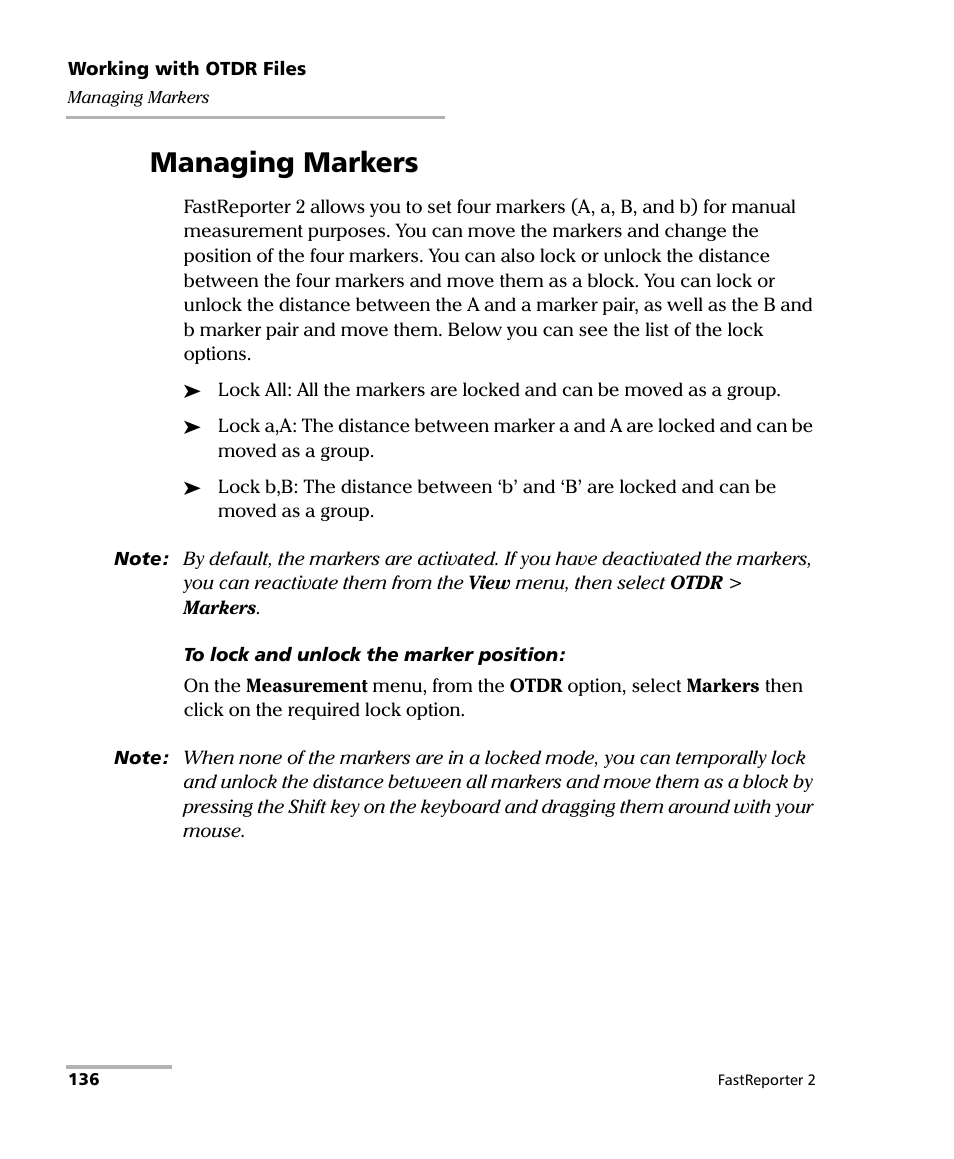 Managing markers | EXFO FastReporter 2 User Manual | Page 146 / 396