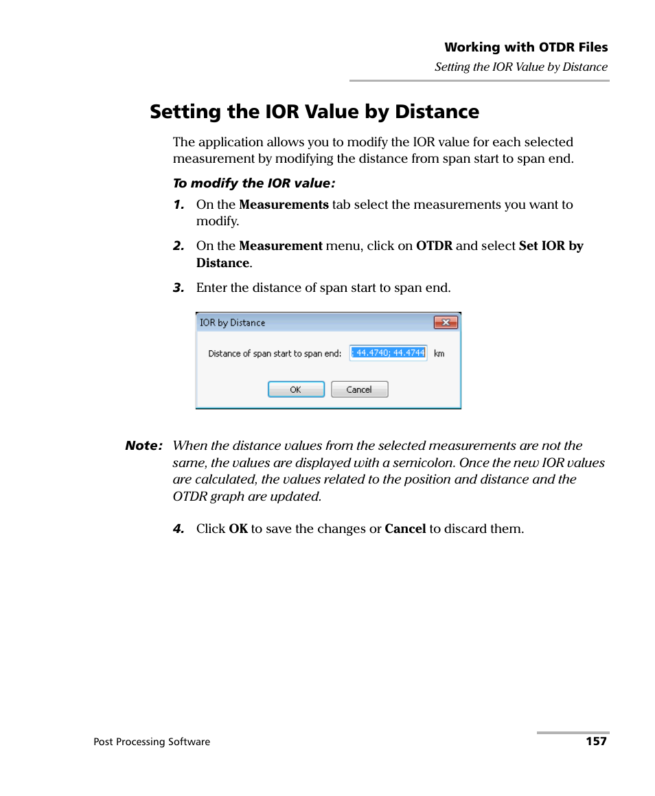 Setting the ior value by distance | EXFO FastReporter 2 User Manual | Page 167 / 396