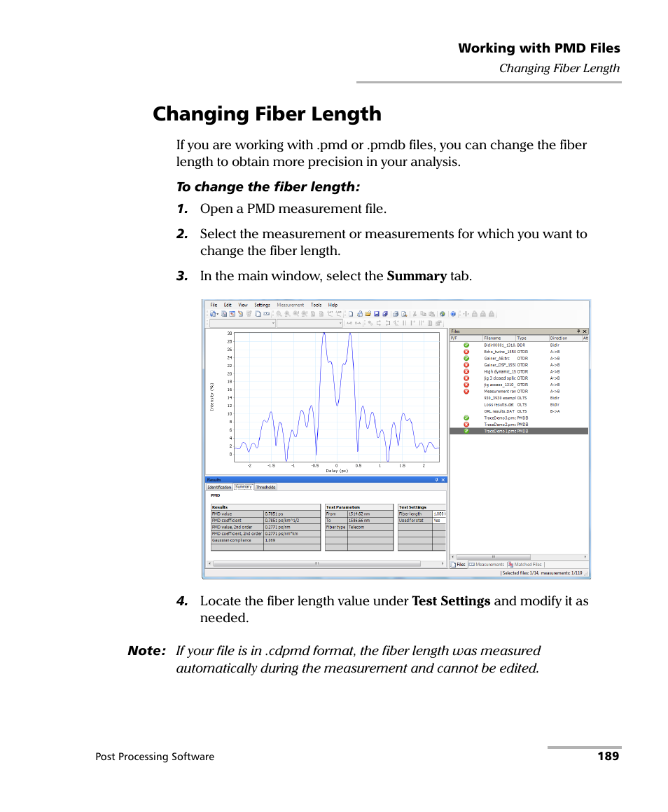 Changing fiber length | EXFO FastReporter 2 User Manual | Page 199 / 396