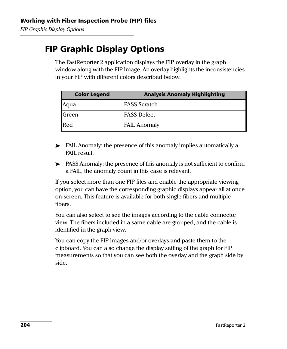 Fip graphic display options | EXFO FastReporter 2 User Manual | Page 214 / 396