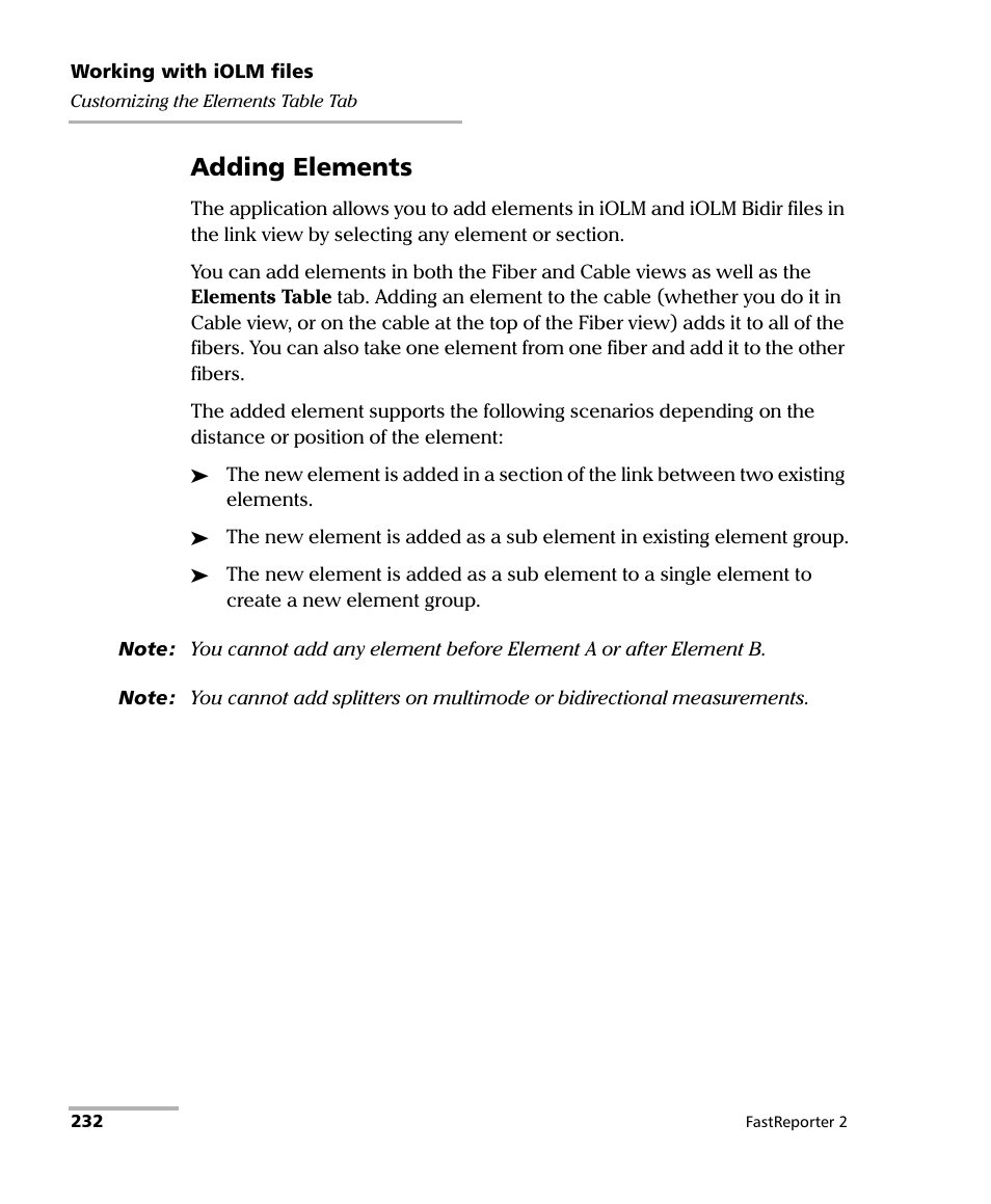 Adding elements | EXFO FastReporter 2 User Manual | Page 242 / 396