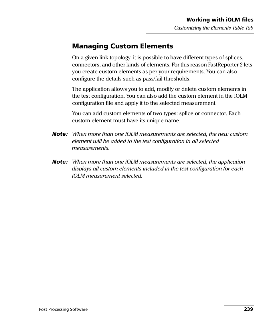 Managing custom elements | EXFO FastReporter 2 User Manual | Page 249 / 396