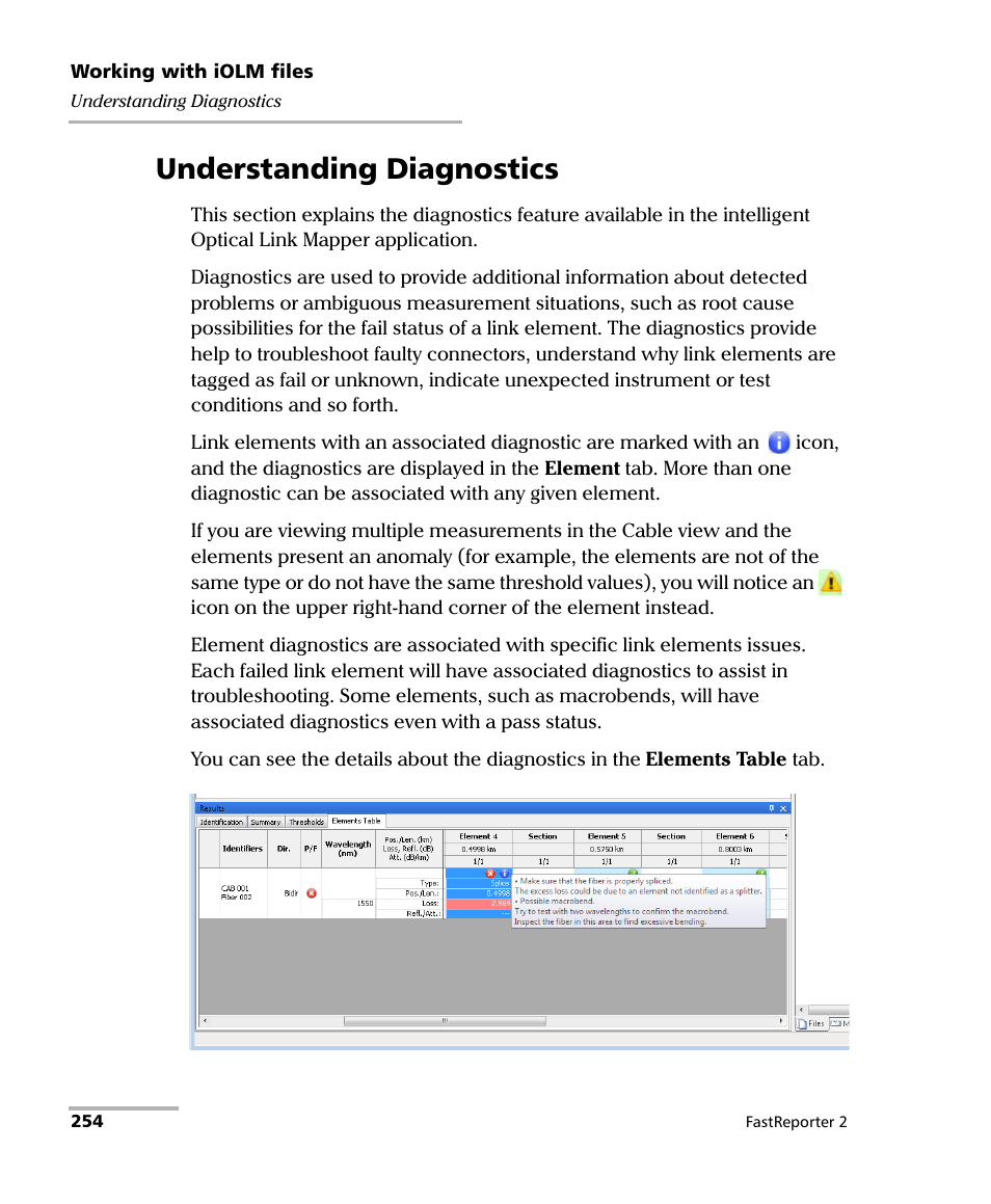 Understanding diagnostics | EXFO FastReporter 2 User Manual | Page 264 / 396