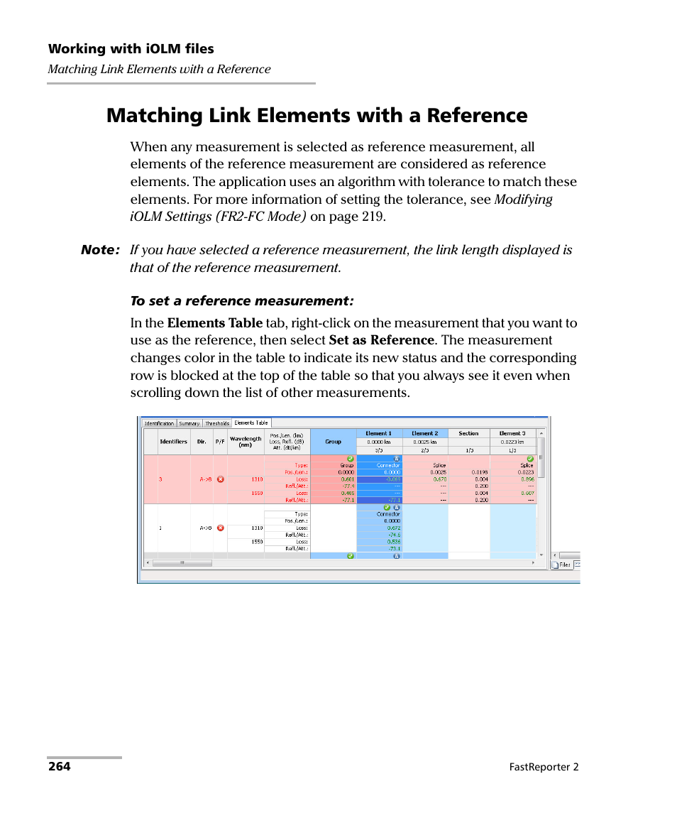 Matching link elements with a reference | EXFO FastReporter 2 User Manual | Page 274 / 396