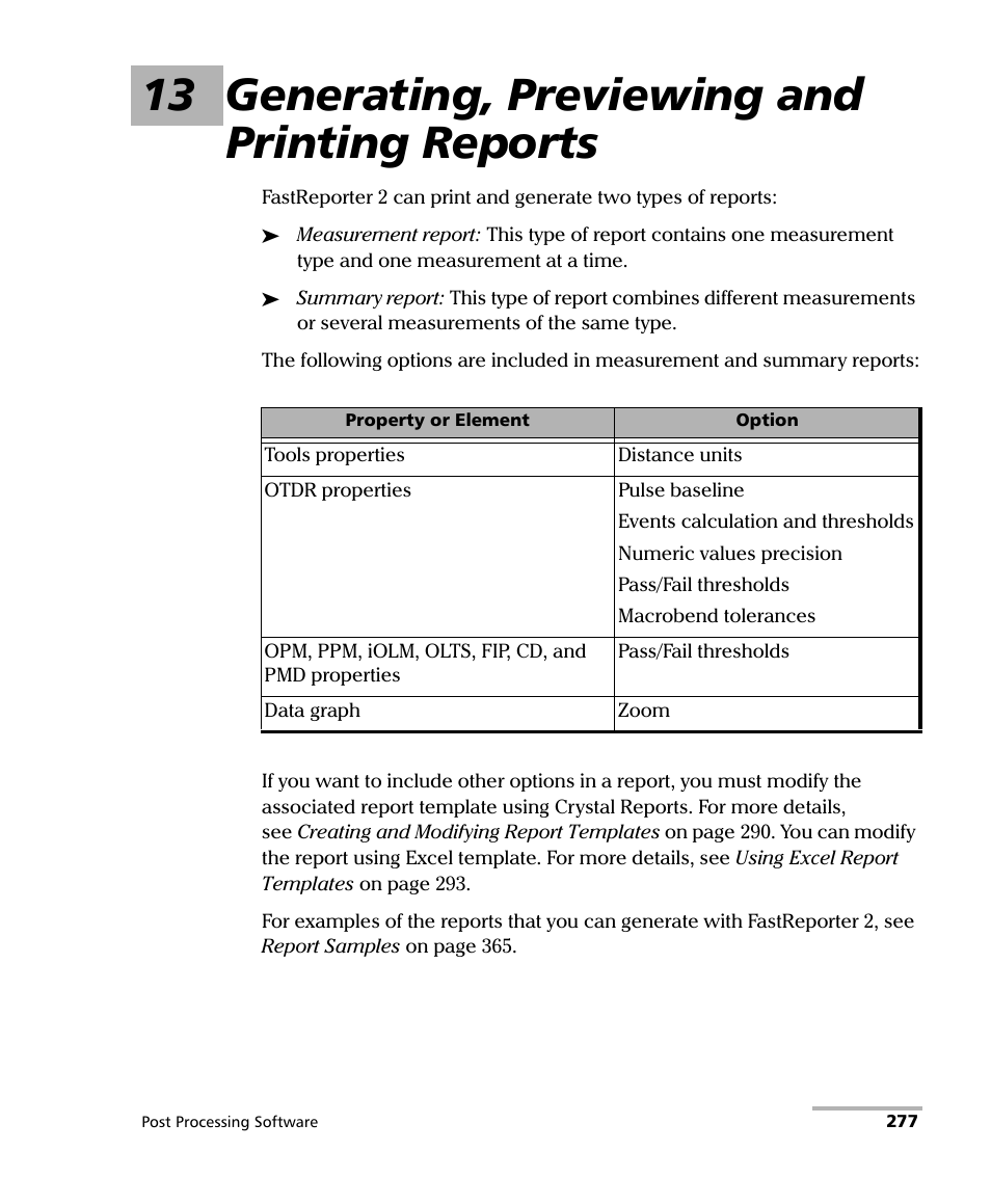 13 generating, previewing and printing reports | EXFO FastReporter 2 User Manual | Page 287 / 396