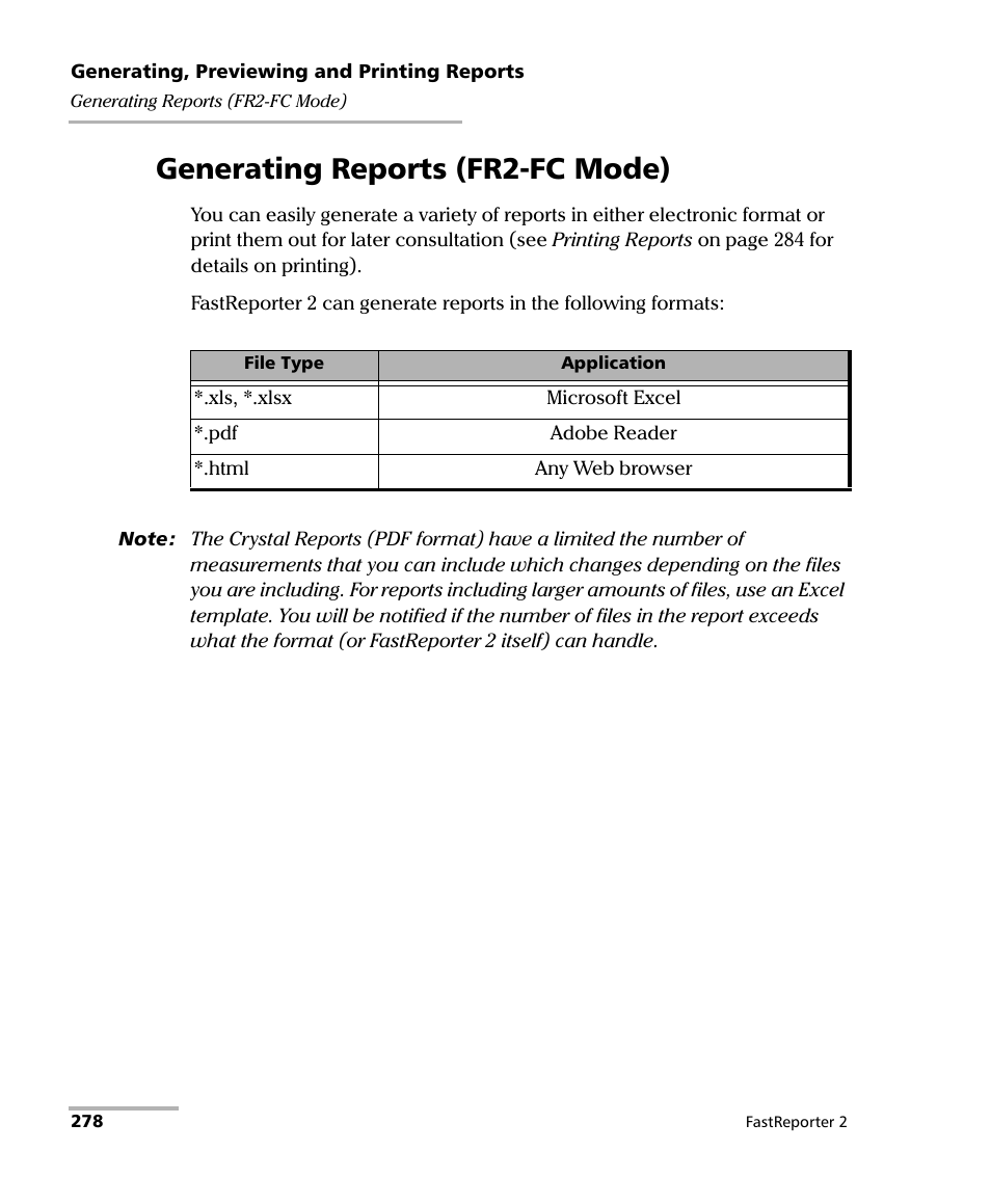 Generating reports (fr2-fc mode) | EXFO FastReporter 2 User Manual | Page 288 / 396