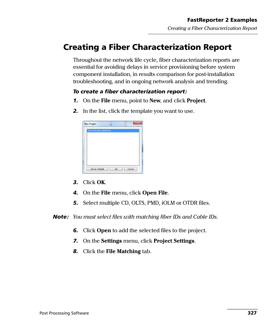 Creating a fiber characterization report | EXFO FastReporter 2 User Manual | Page 337 / 396