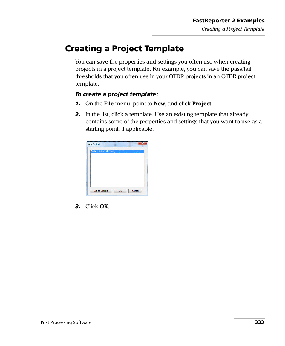 Creating a project template | EXFO FastReporter 2 User Manual | Page 343 / 396