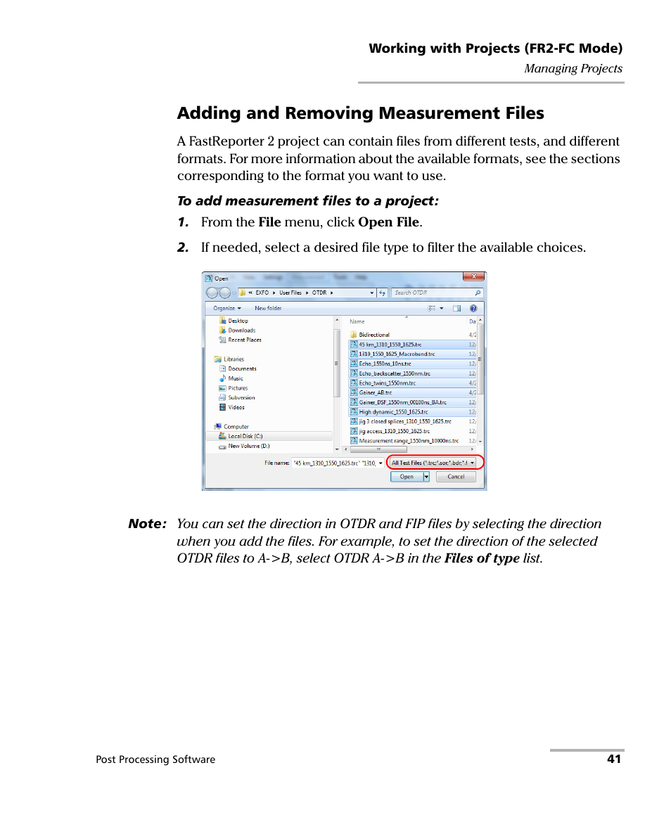 Adding and removing measurement files | EXFO FastReporter 2 User Manual | Page 51 / 396