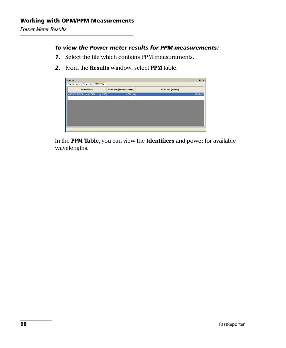 EXFO FastReporter Data Post-Processing Software User Manual | Page 104 / 256