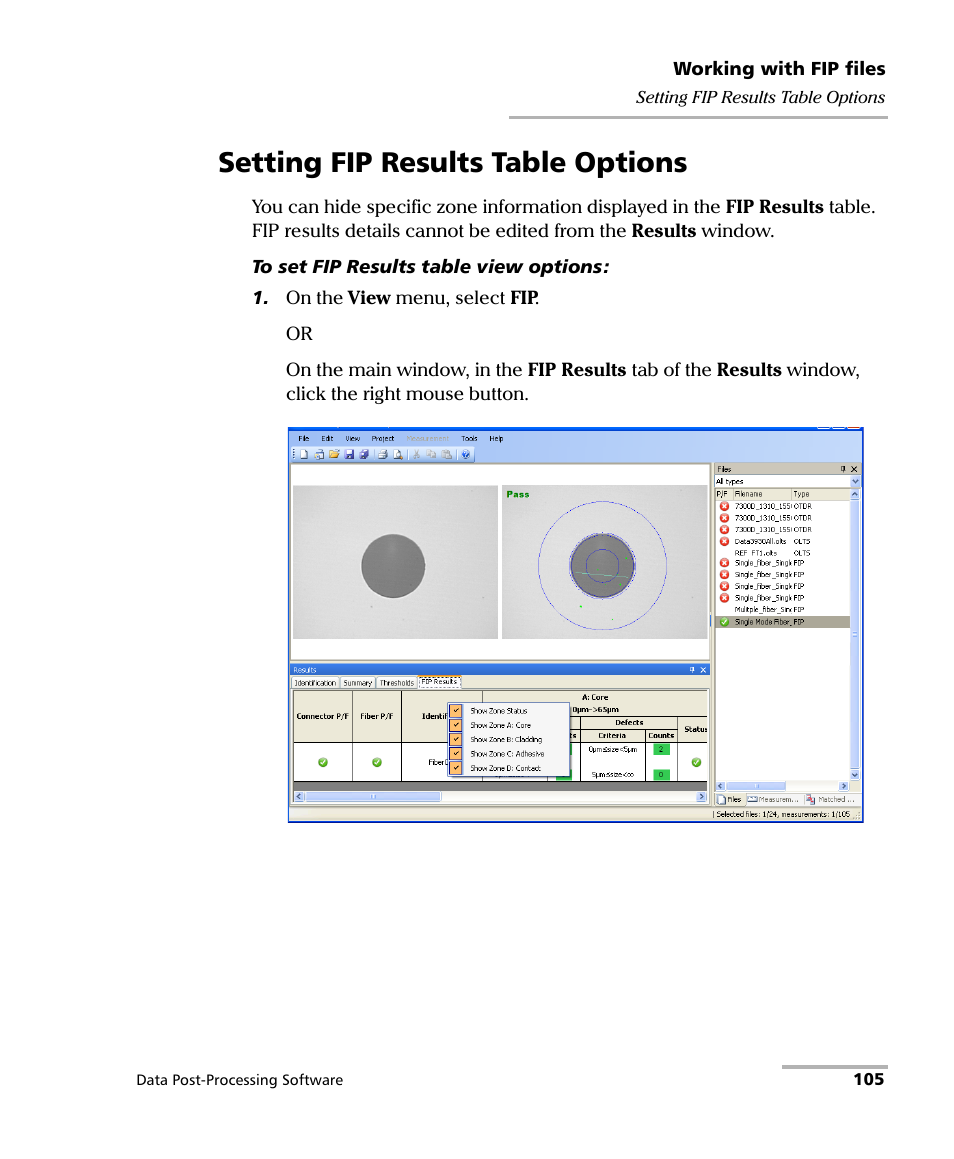 Setting fip results table options | EXFO FastReporter Data Post-Processing Software User Manual | Page 111 / 256