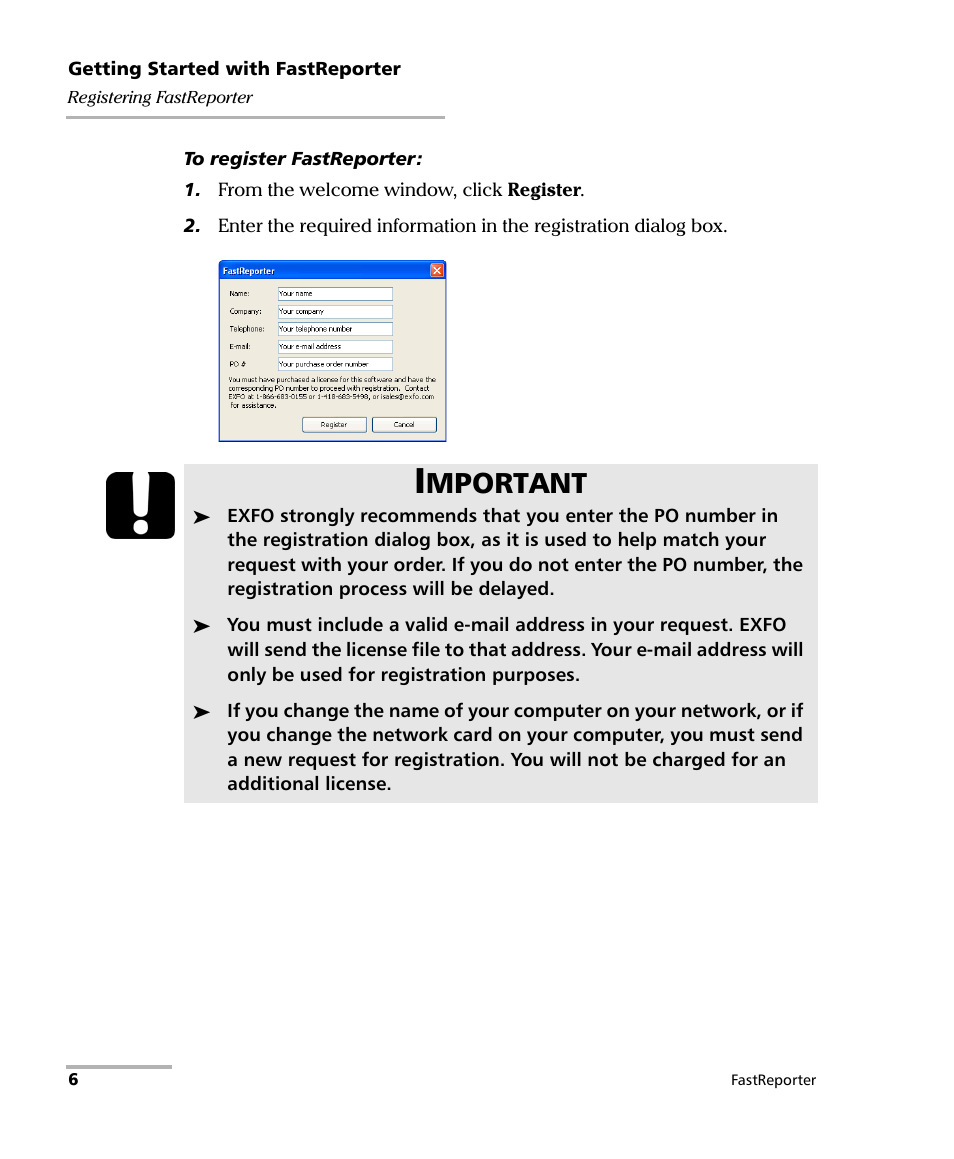 Mportant | EXFO FastReporter Data Post-Processing Software User Manual | Page 12 / 256