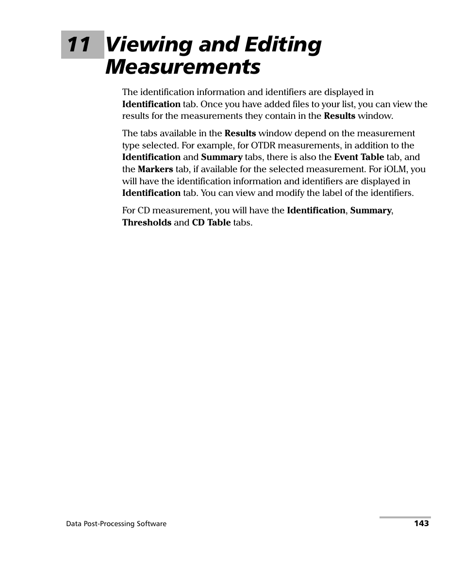 11 viewing and editing measurements | EXFO FastReporter Data Post-Processing Software User Manual | Page 149 / 256