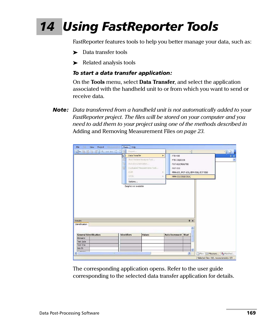 14 using fastreporter tools | EXFO FastReporter Data Post-Processing Software User Manual | Page 175 / 256
