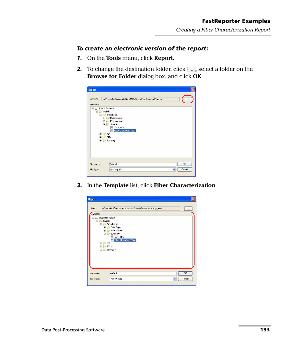 EXFO FastReporter Data Post-Processing Software User Manual | Page 199 / 256