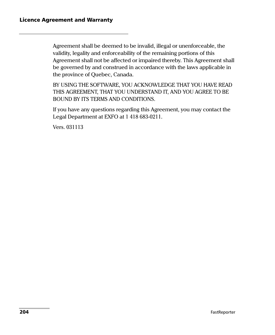 EXFO FastReporter Data Post-Processing Software User Manual | Page 210 / 256