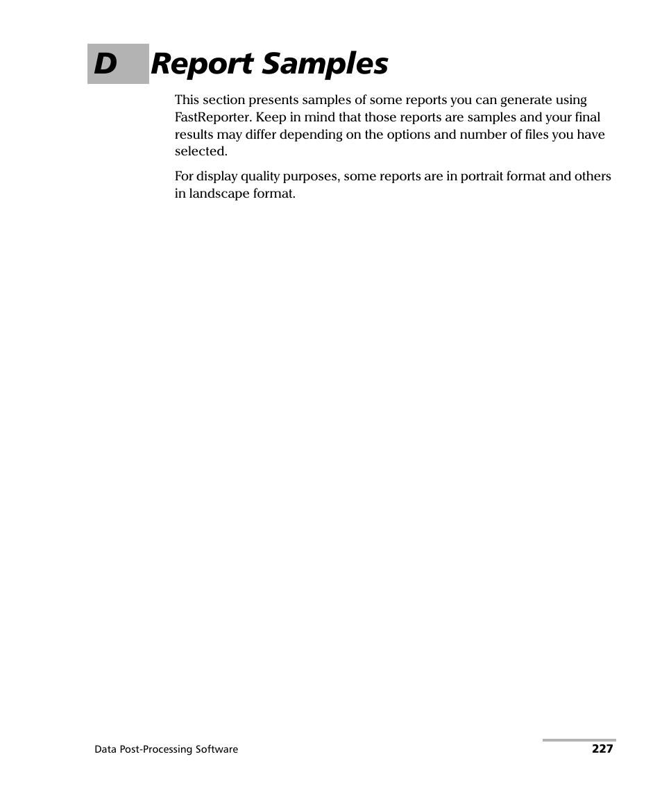 D report samples | EXFO FastReporter Data Post-Processing Software User Manual | Page 233 / 256