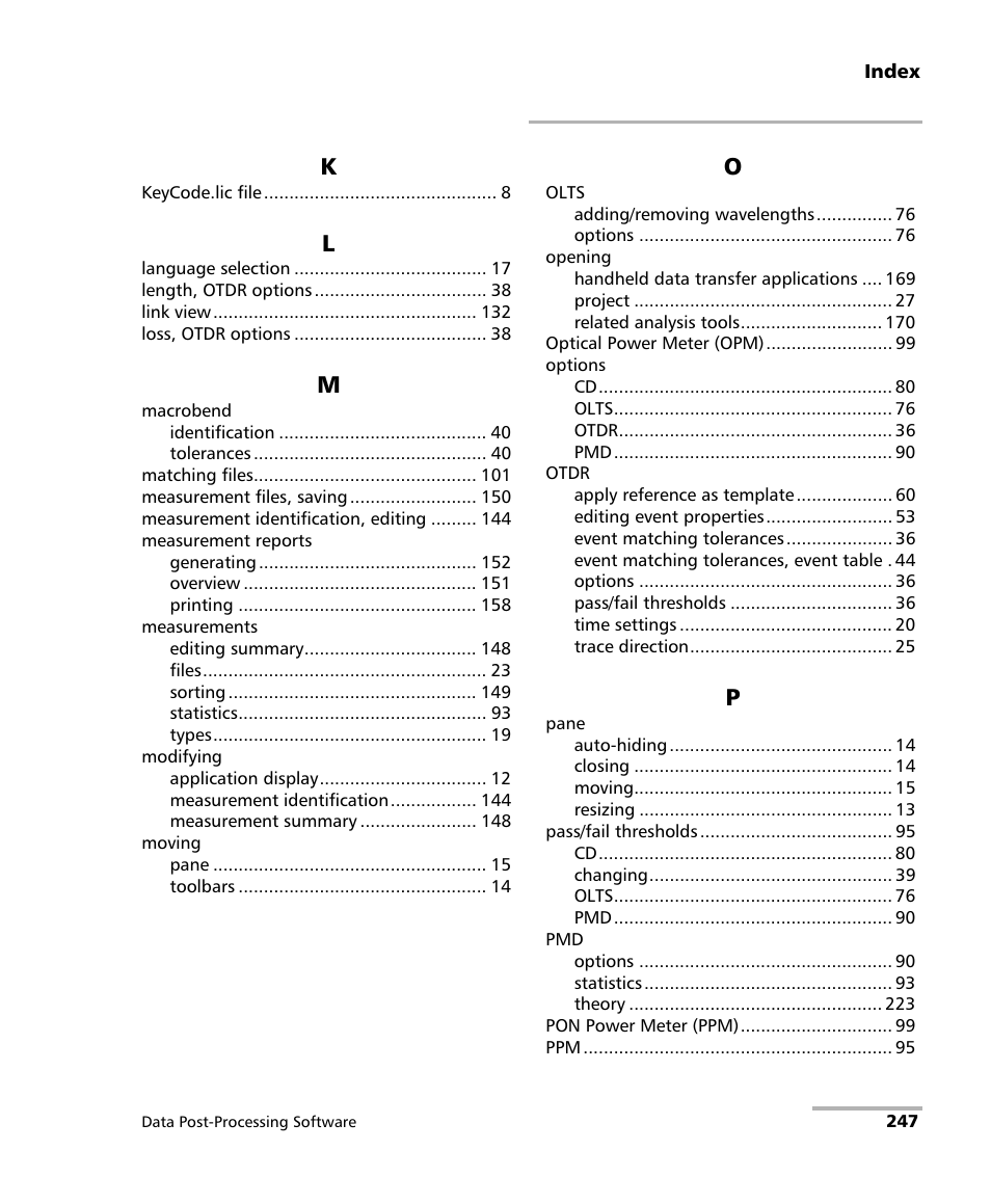 EXFO FastReporter Data Post-Processing Software User Manual | Page 253 / 256