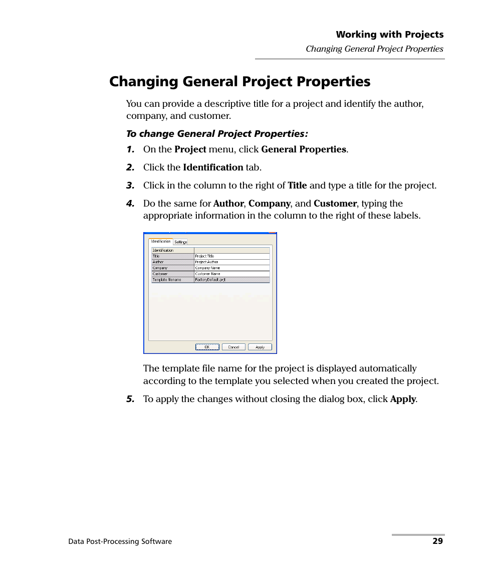 Changing general project properties | EXFO FastReporter Data Post-Processing Software User Manual | Page 35 / 256