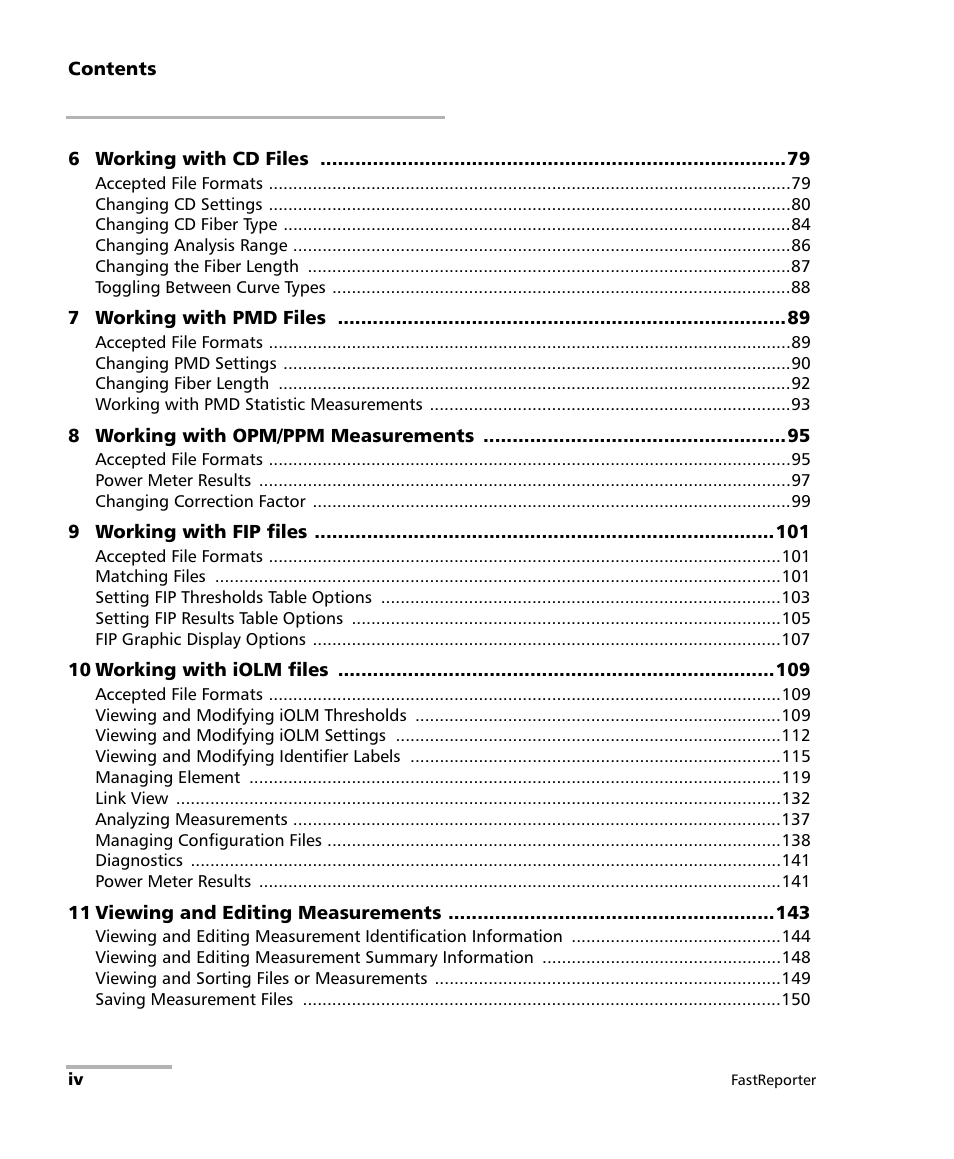 EXFO FastReporter Data Post-Processing Software User Manual | Page 4 / 256