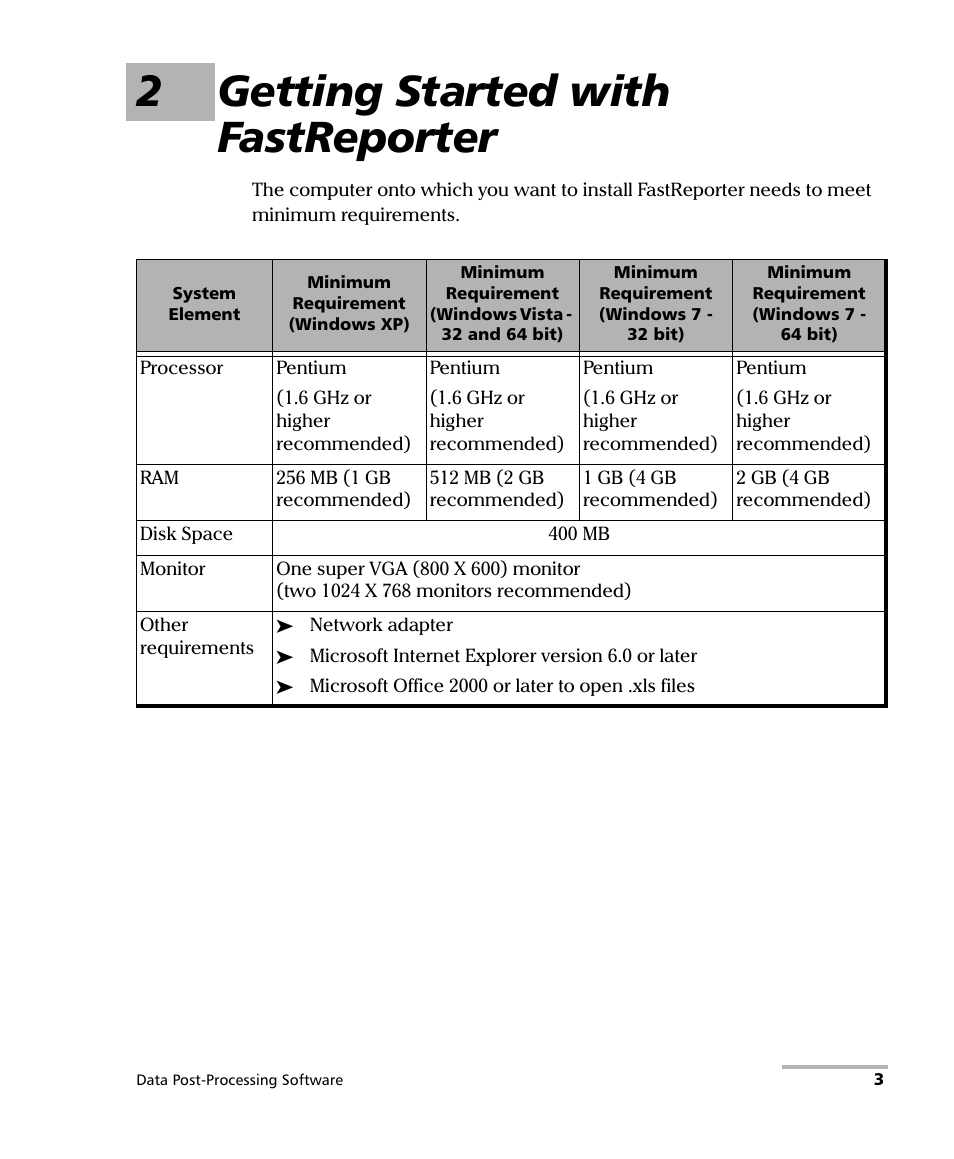 2 getting started with fastreporter, 2getting started with fastreporter | EXFO FastReporter Data Post-Processing Software User Manual | Page 9 / 256