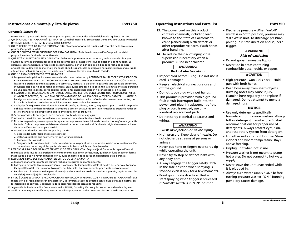 Campbell Hausfeld pw1750 User Manual | Page 3 / 18