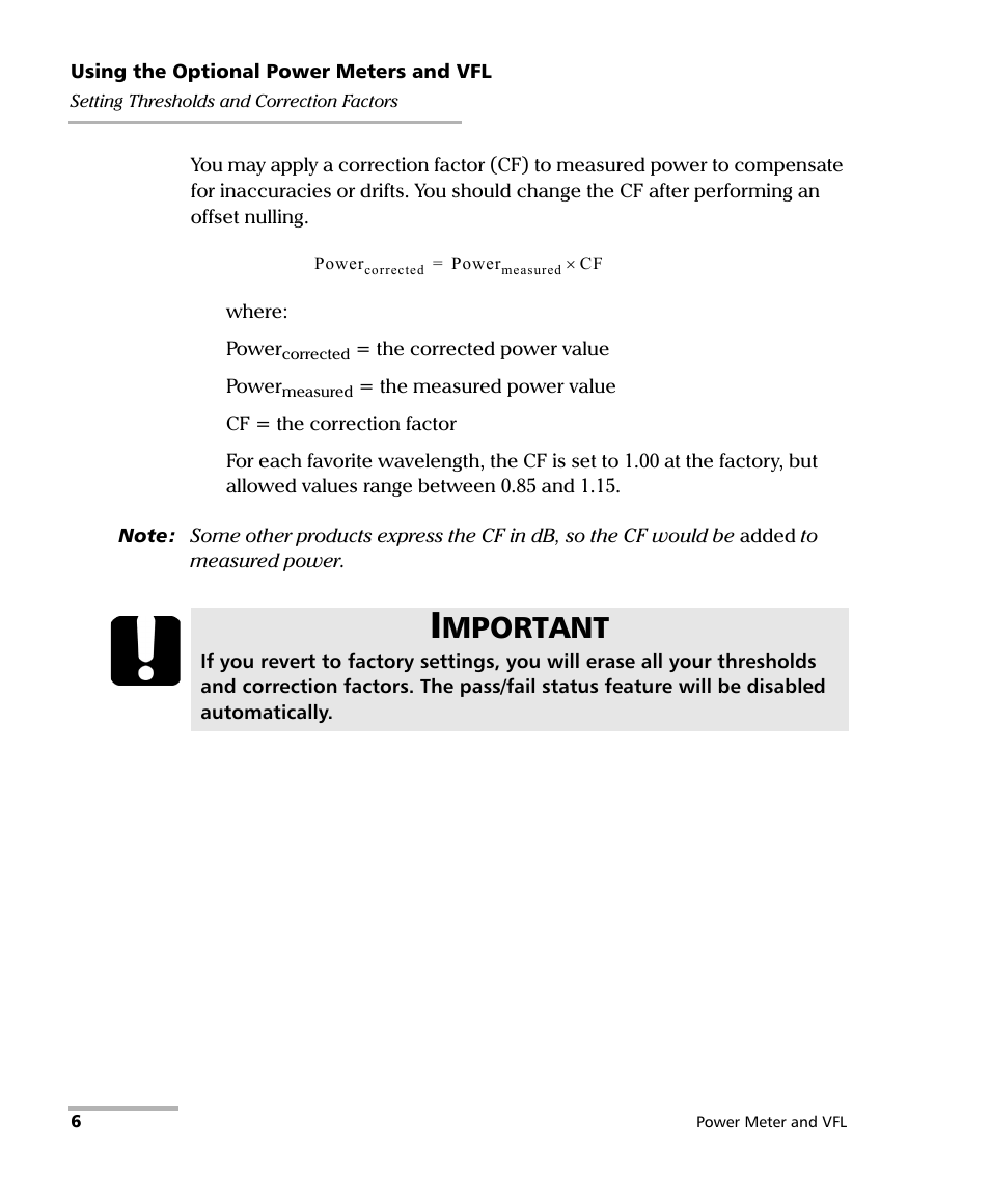 Mportant | EXFO Inline Power Meter User Manual | Page 10 / 43