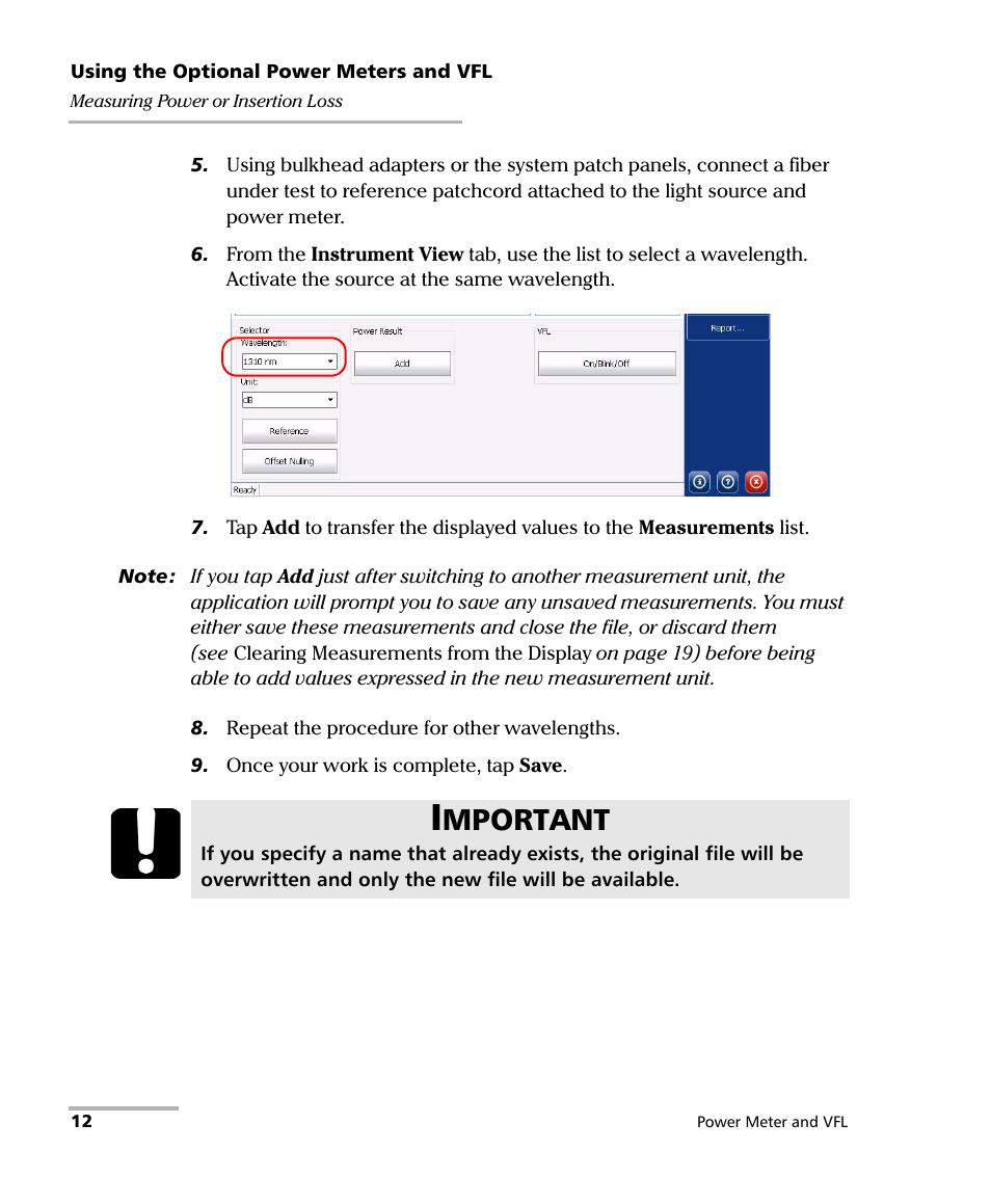 Mportant | EXFO Inline Power Meter User Manual | Page 16 / 43