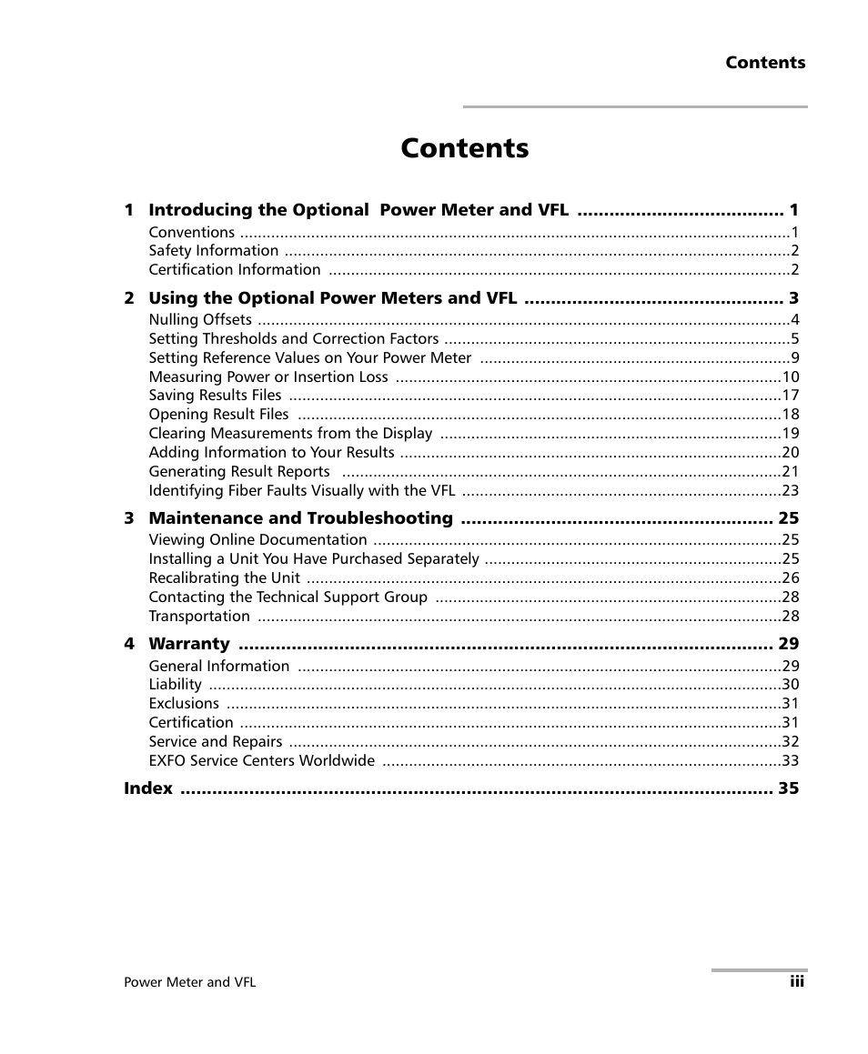 EXFO Inline Power Meter User Manual | Page 3 / 43