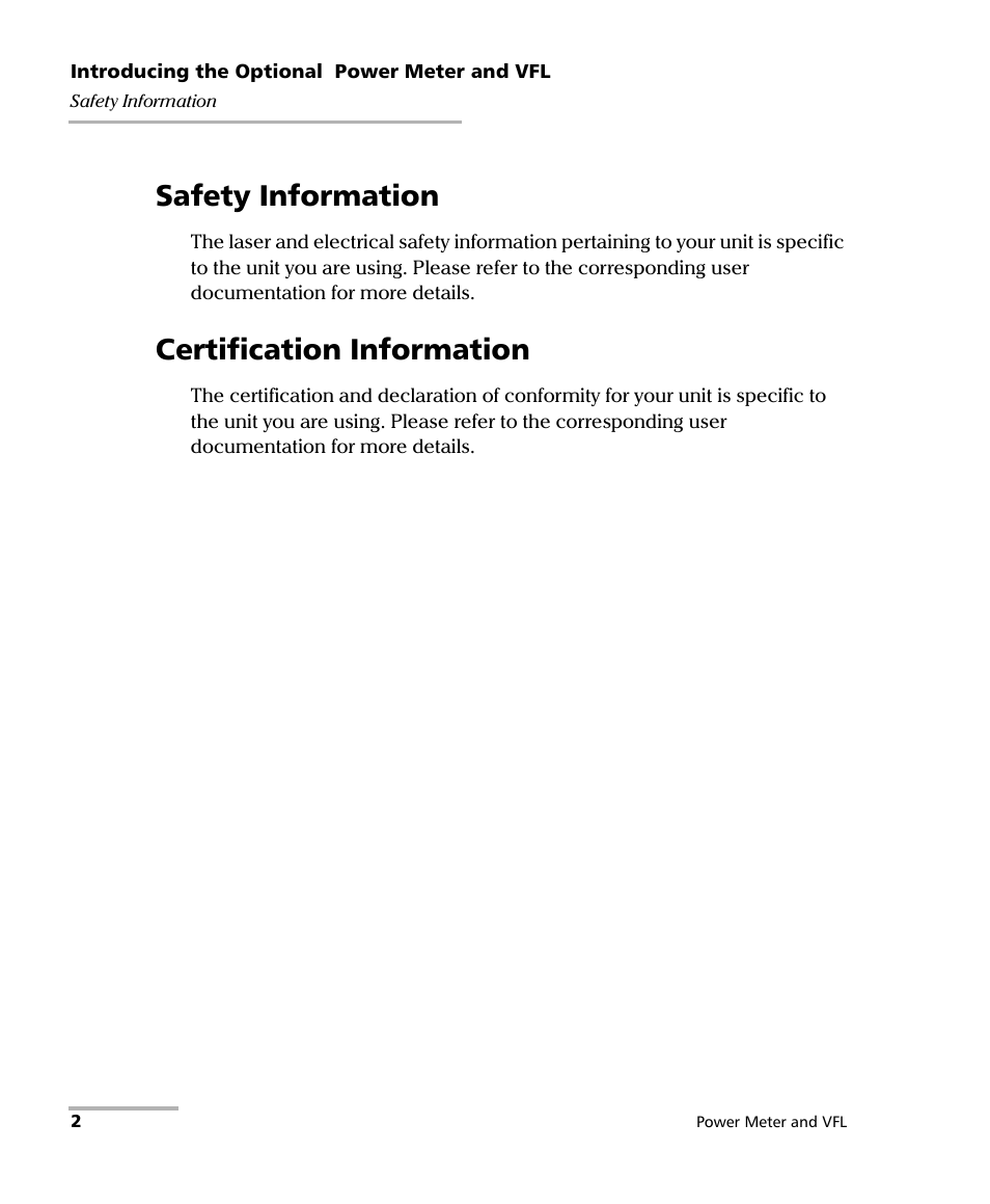 Safety information, Certification information, Safety information certification information | EXFO Inline Power Meter User Manual | Page 6 / 43